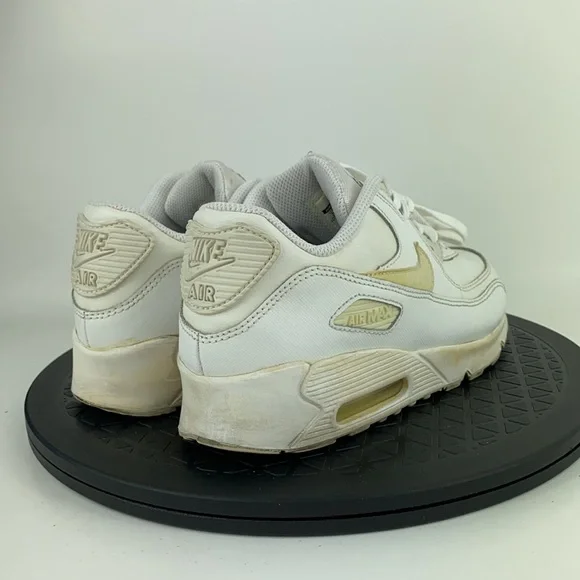 Nike Air Max 90 White Leather Athletic Running Shoes 724822-100 Youth Size 3Y - Picture 5 of 11